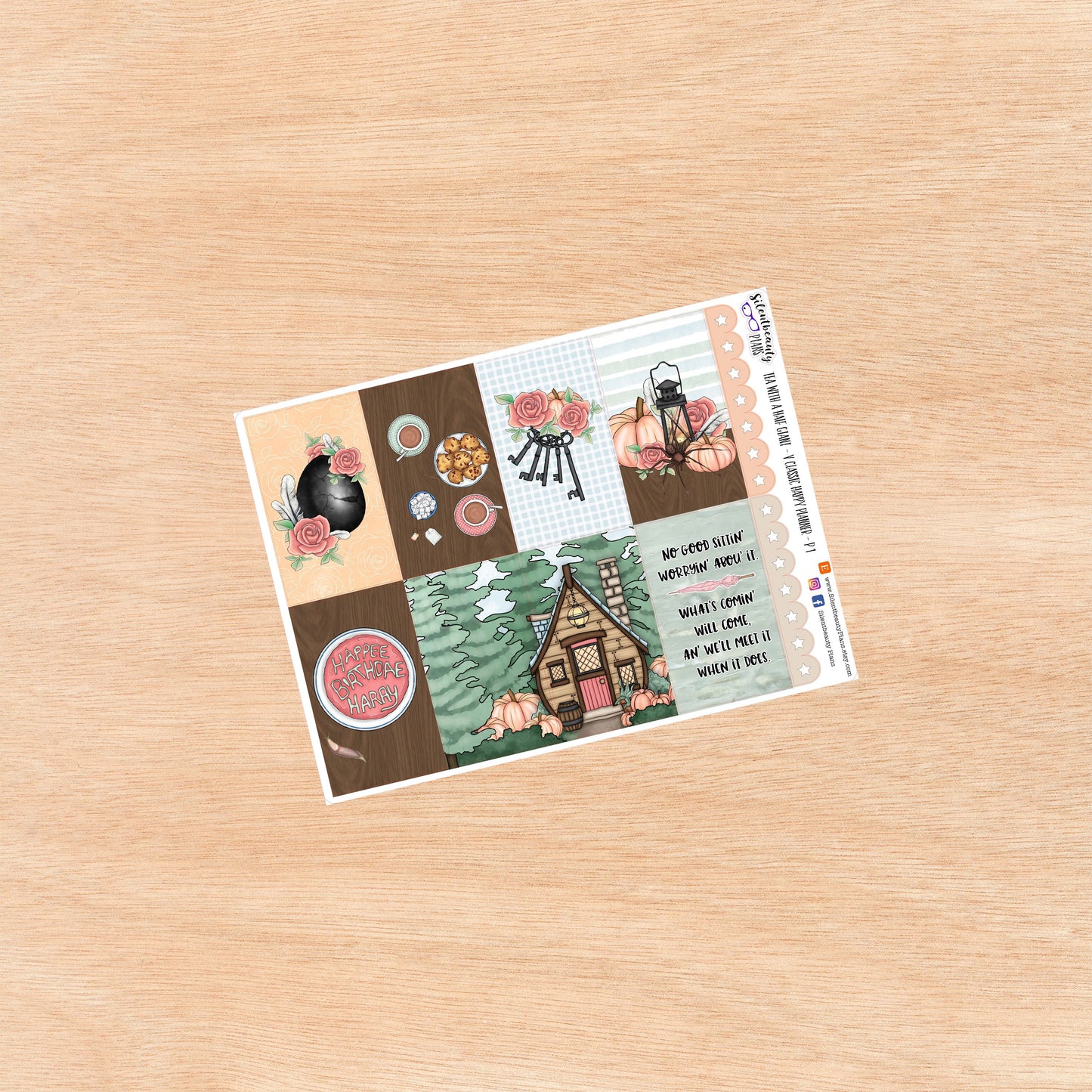 Tea with a Half-Giant Sticker Kit - Vertical Classic Happy Planner, Vertical, Planner Stickers, UK