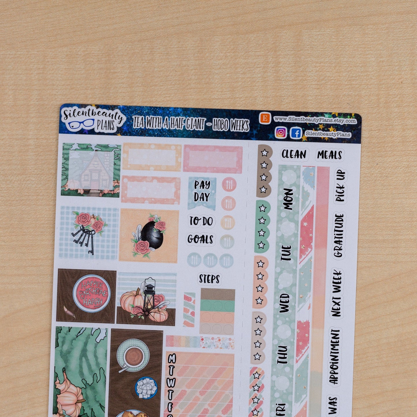 Tea with a Half Giant Weekly Kit - Hobonichi Weeks, Planner Stickers, UK