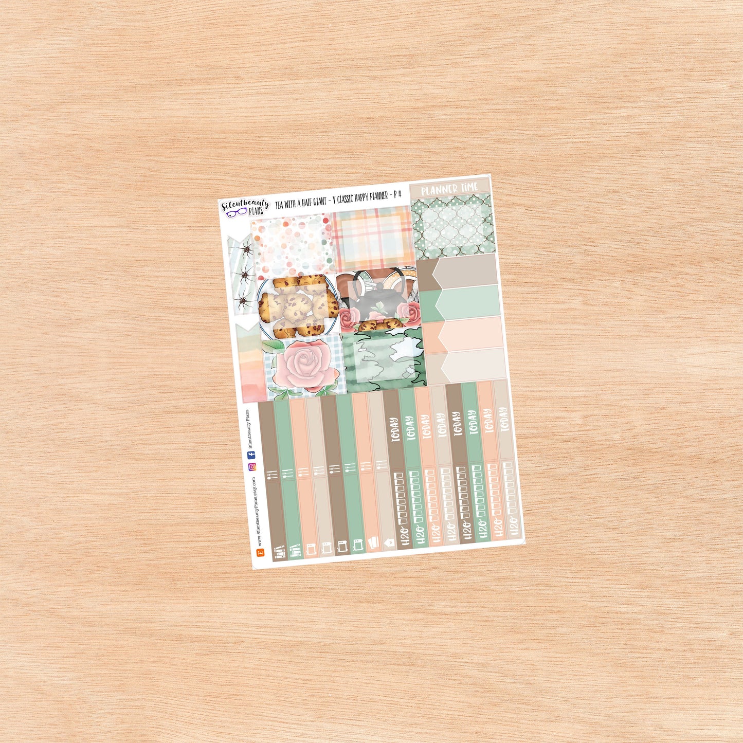 Tea with a Half-Giant Sticker Kit - Vertical Classic Happy Planner, Vertical, Planner Stickers, UK
