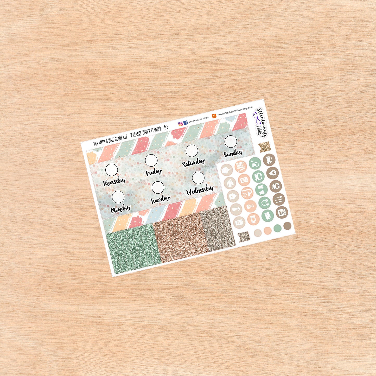 Tea with a Half-Giant Sticker Kit - Vertical Classic Happy Planner, Vertical, Planner Stickers, UK