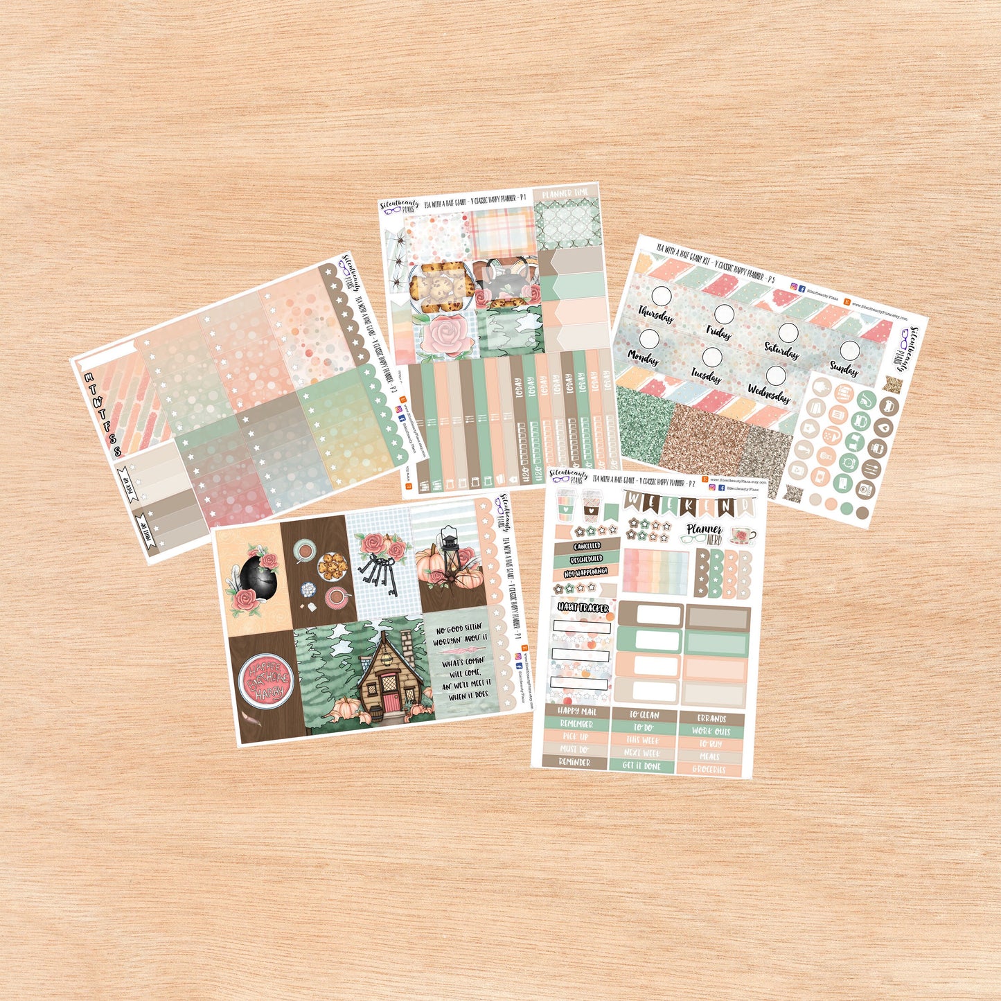 Tea with a Half-Giant Sticker Kit - Vertical Classic Happy Planner, Vertical, Planner Stickers, UK