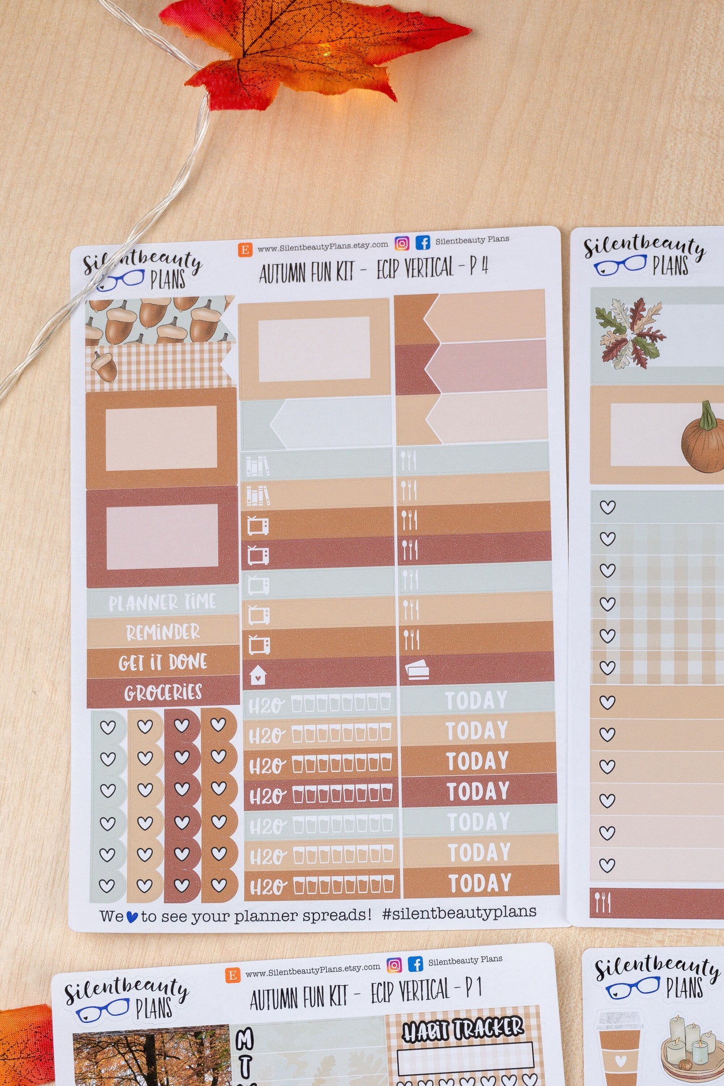 Autumn Fun Weekly Sticker Kit - Standard Vertical, Vertical, Planner Stickers, UK