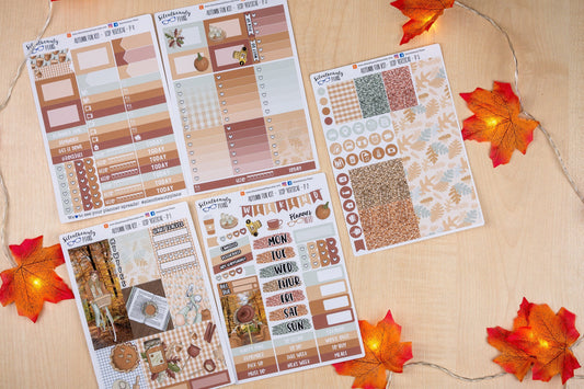 Autumn Fun Weekly Sticker Kit - Standard Vertical, Vertical, Planner Stickers, UK