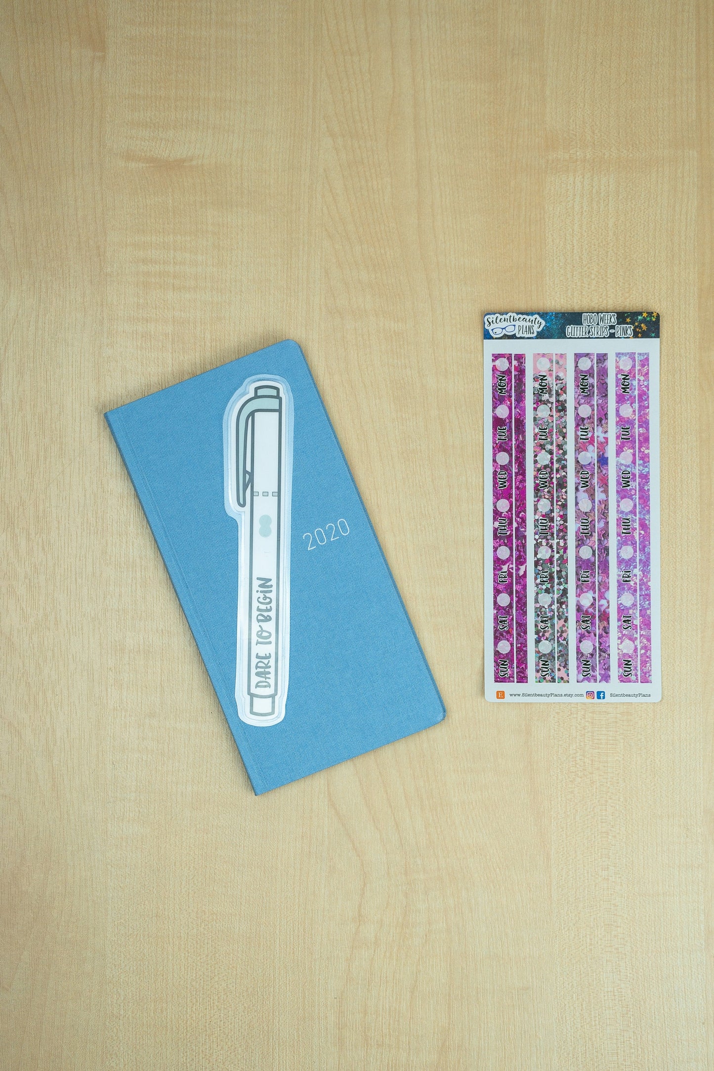Glitter - Green, Yellow, Pink - Date Cover Strips & Thin Washi - 3 Sheet Options - Hobonichi Weeks, Planner Stickers, UK