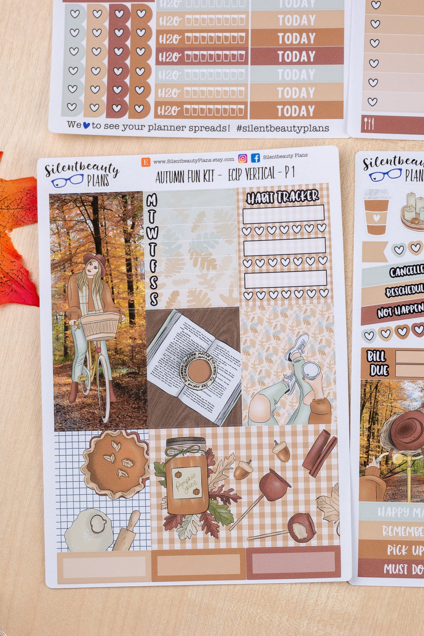 Autumn Fun Weekly Sticker Kit - Standard Vertical, Vertical, Planner Stickers, UK