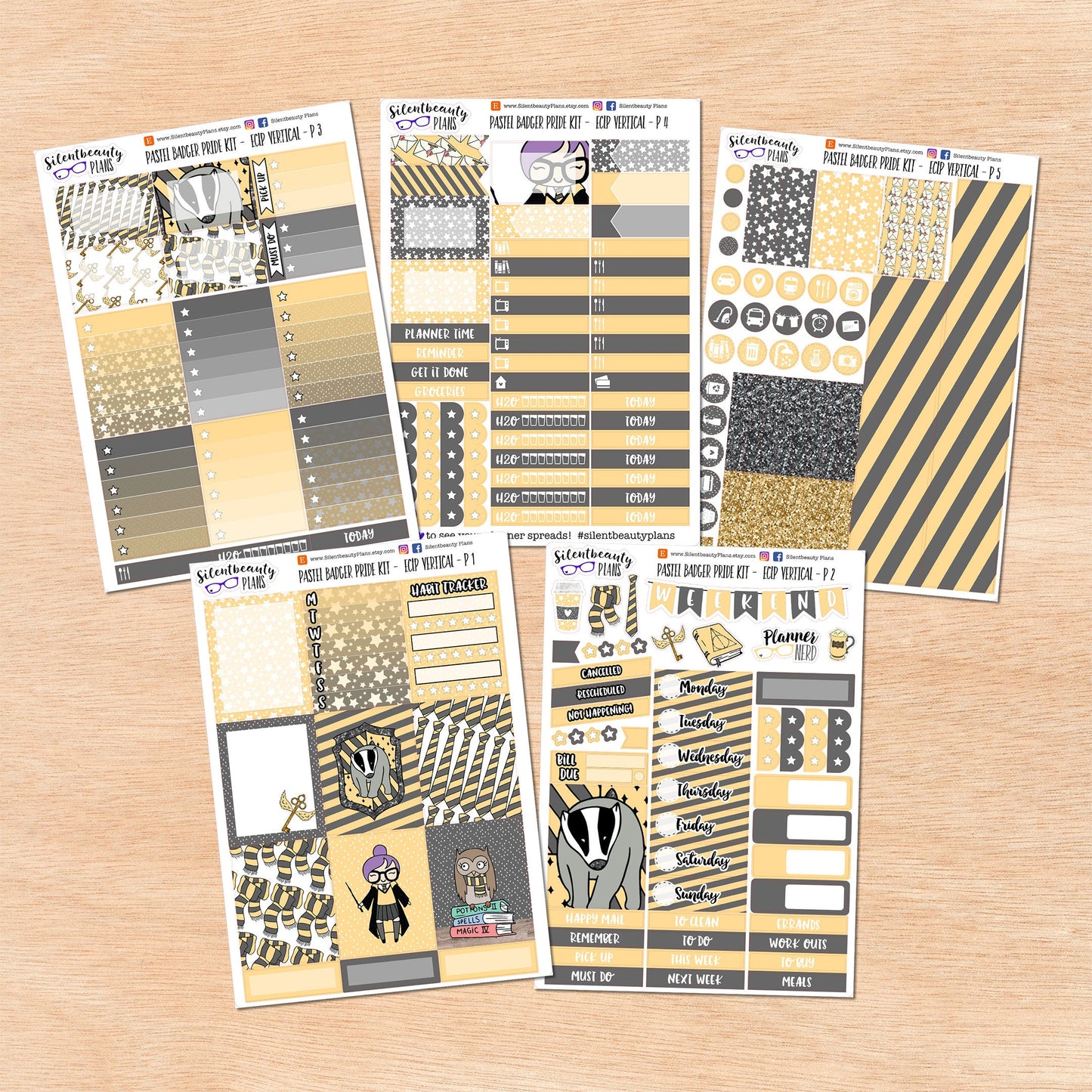 Pastel Badger Pride Weekly Sticker Kits