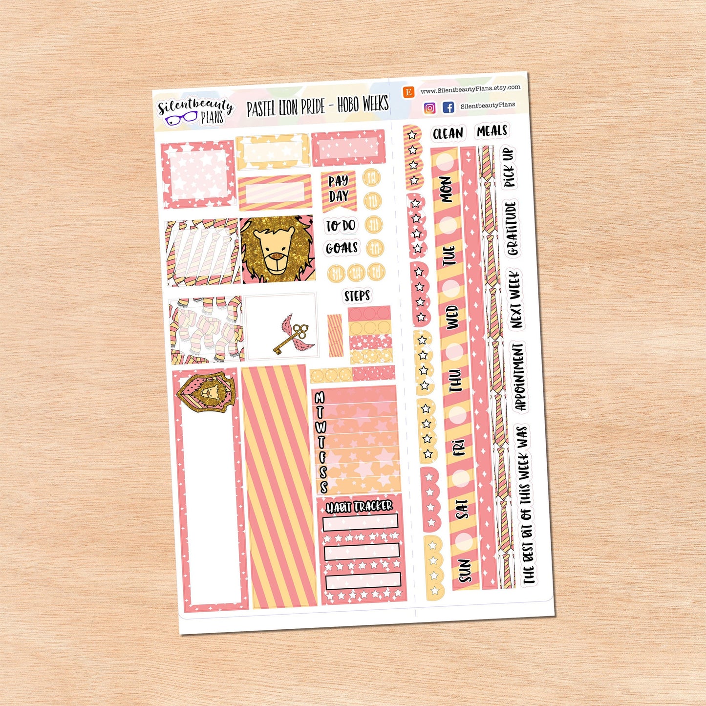 Pastel Lion Pride Weekly Sticker Kits