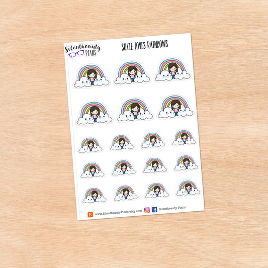 Suzie loves Rainbows - Cute Girl Stickers