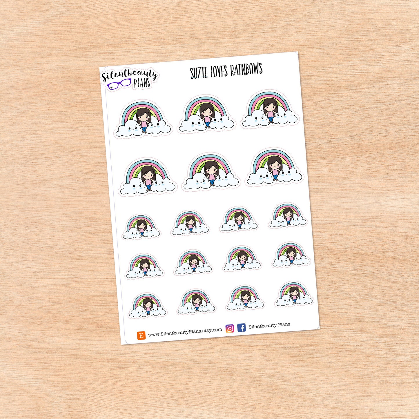 Suzie loves Rainbows - Cute Girl Stickers