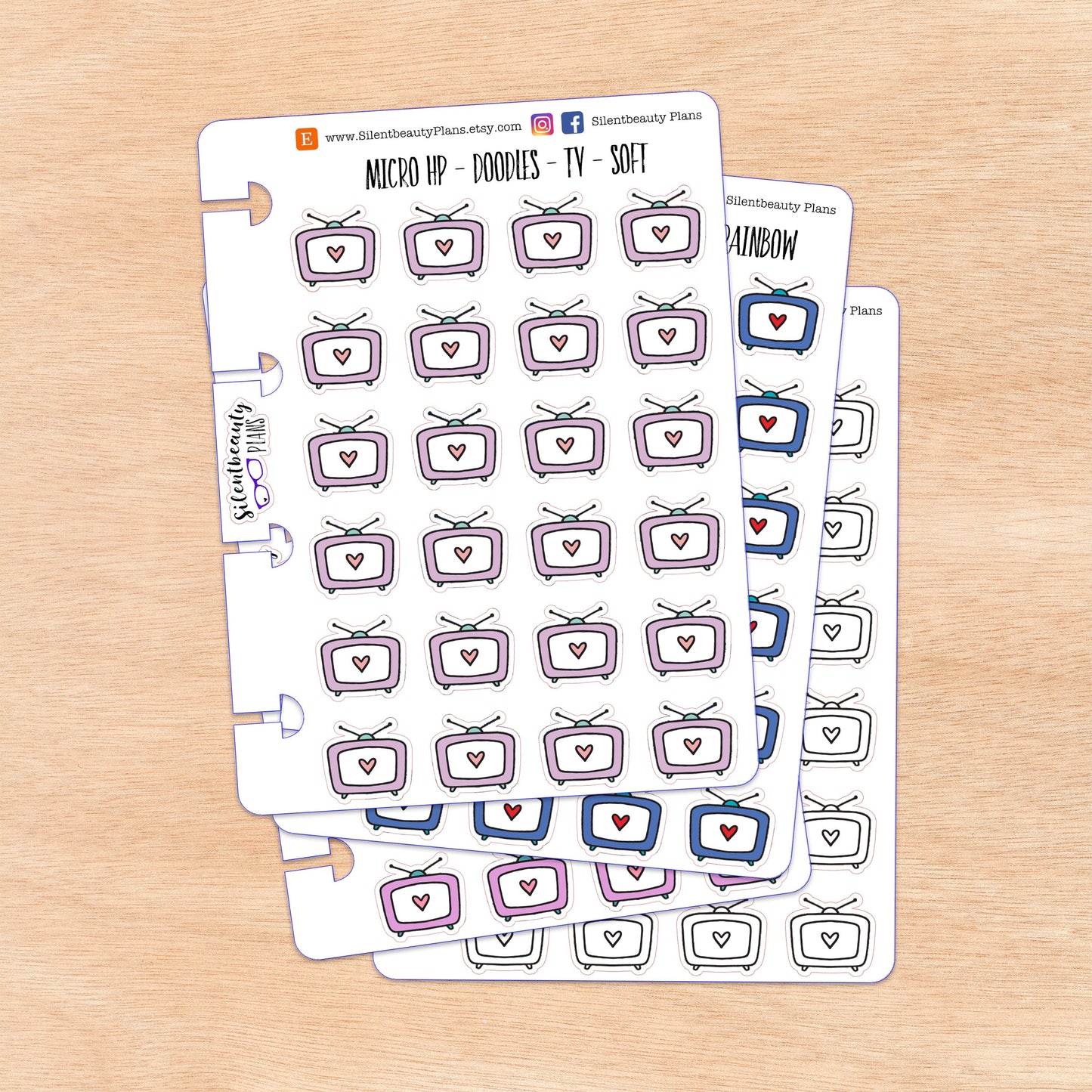 Doodle TV - Cute Television Stickers | 4 Colour Options | Micro Disc