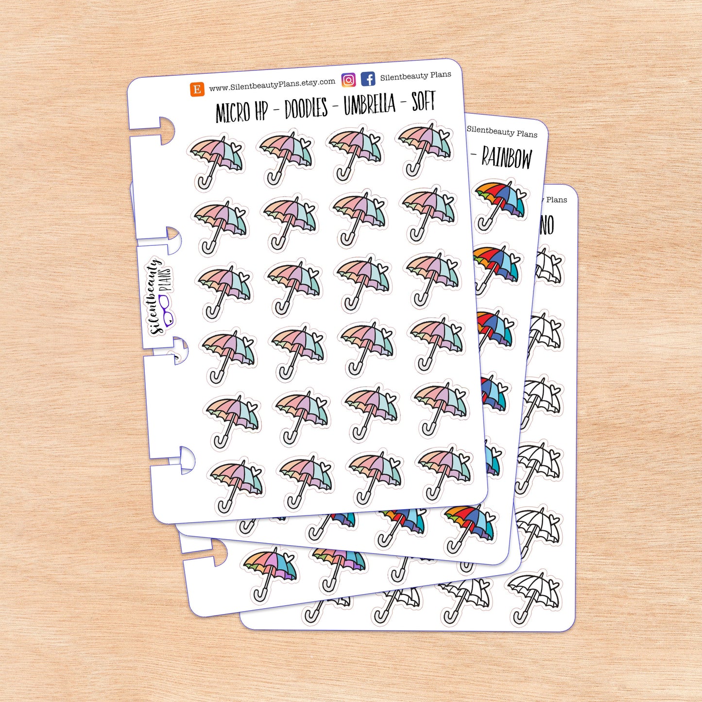 Doodle Umbrella Stickers | 4 Colour Options | Micro Disc