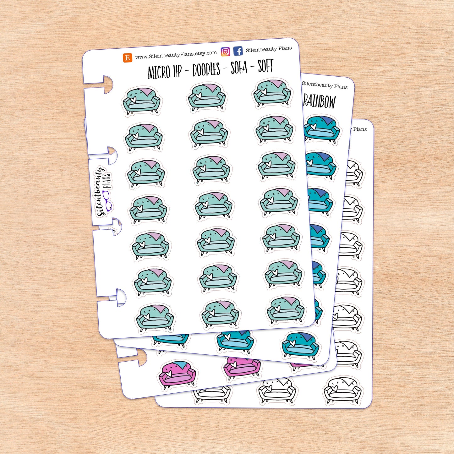 Doodle Sofa Stickers | 4 Colour Options | Micro Disc