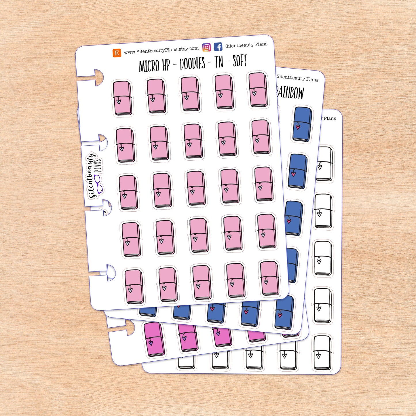 Doodle TN - Travelers Notebook Stickers | 4 Colour Options | Micro Disc