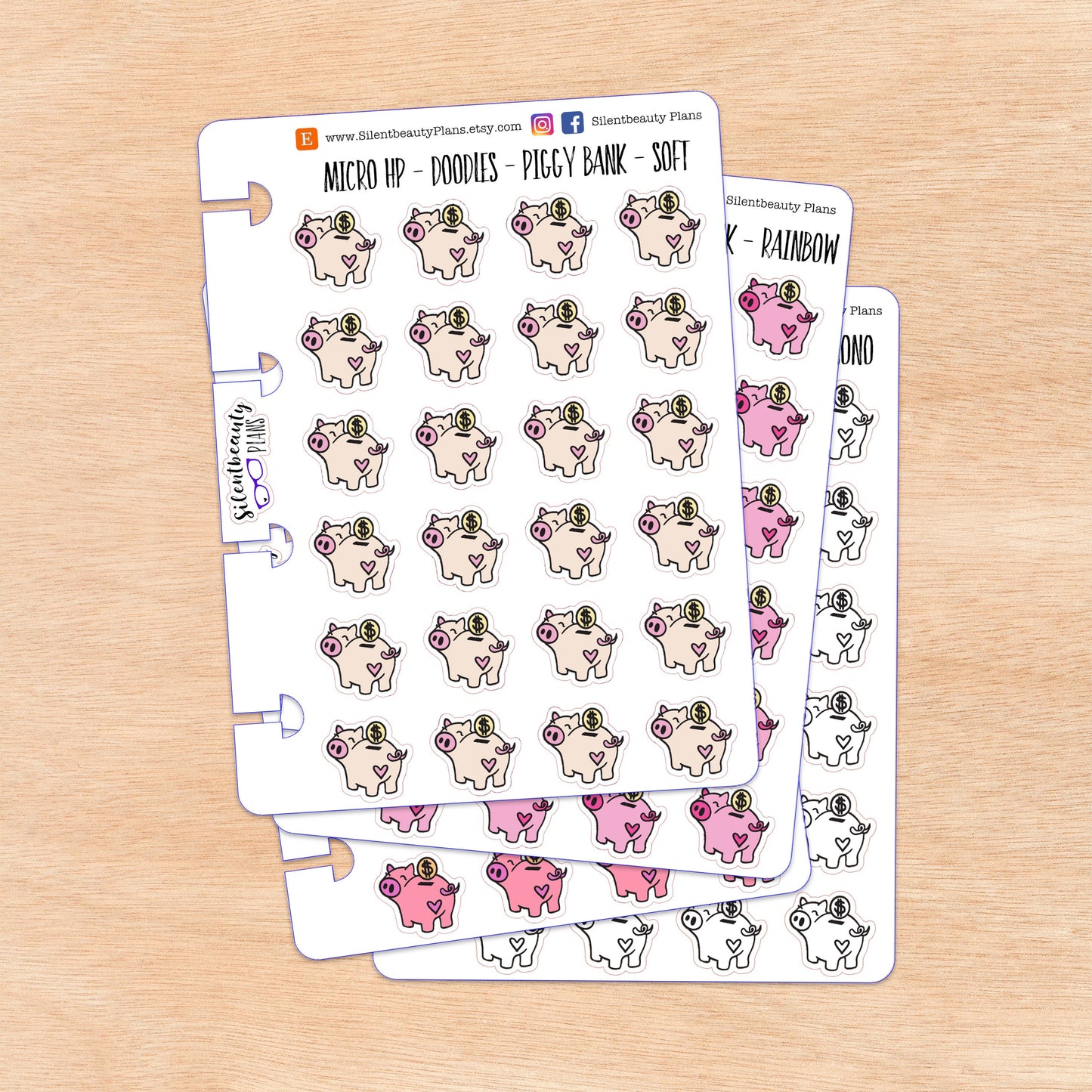 Doodle Piggy Bank | 4 Colour Options | Micro Disc