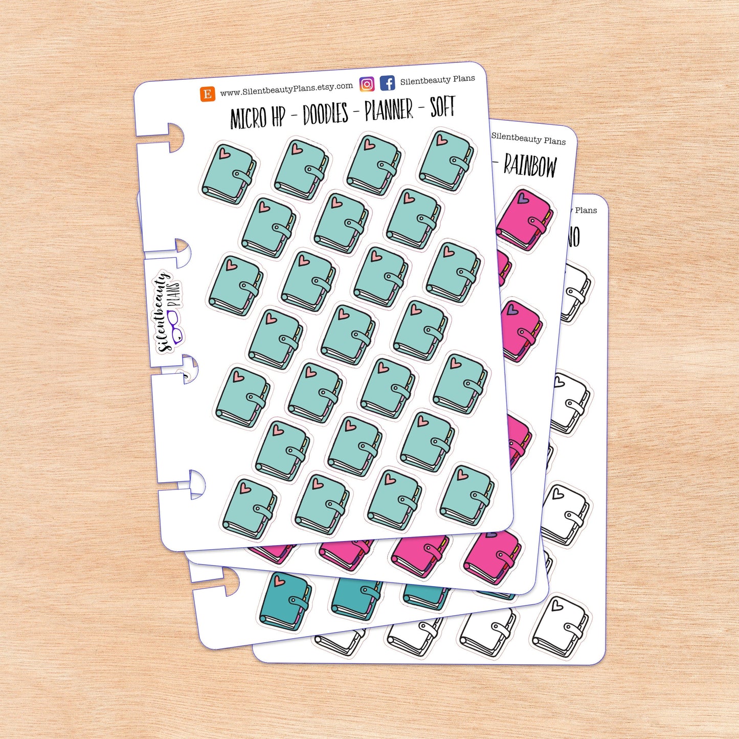 Doodle Planner Stickers | 4 Colour Options | Micro Disc
