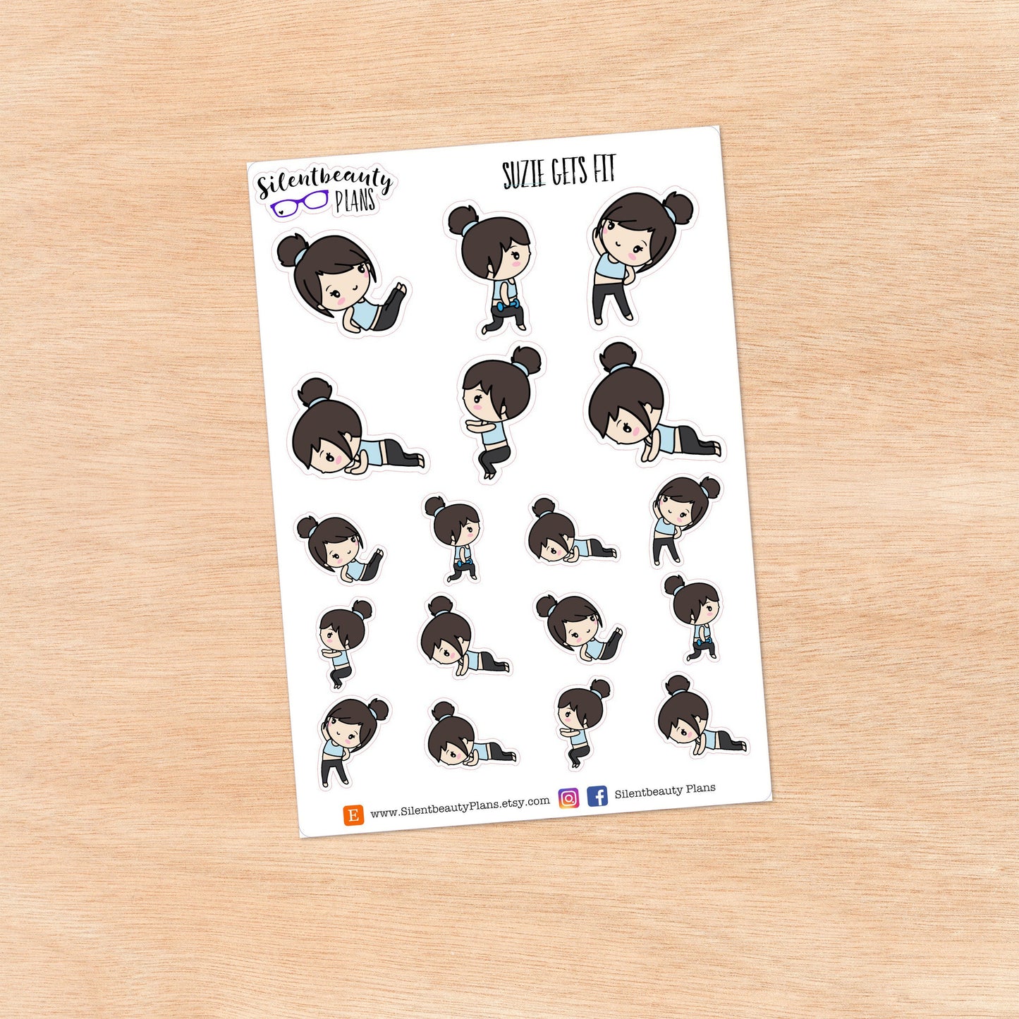 Suzie gets Fit - Cute Girl Stickers