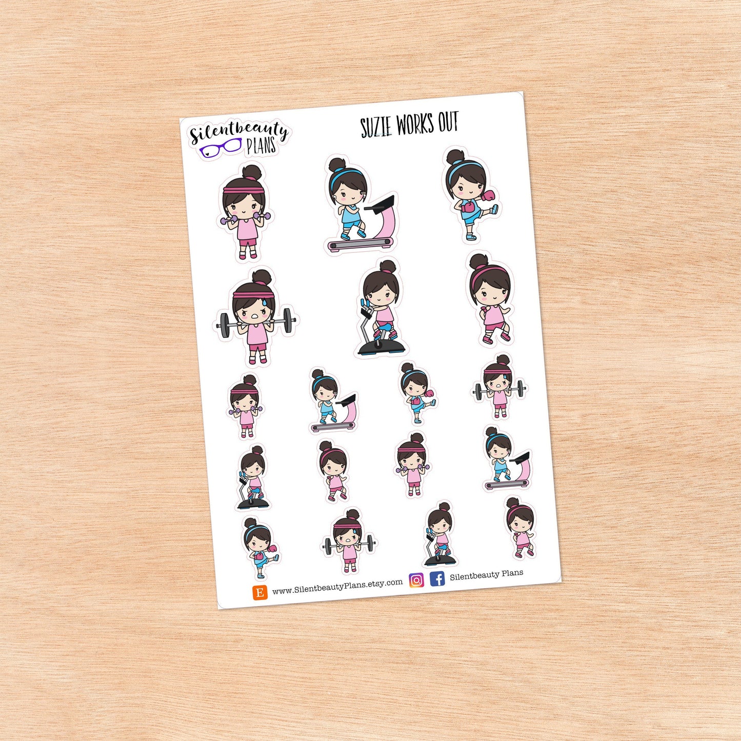 Suzie Works Out - Cute Girl Stickers