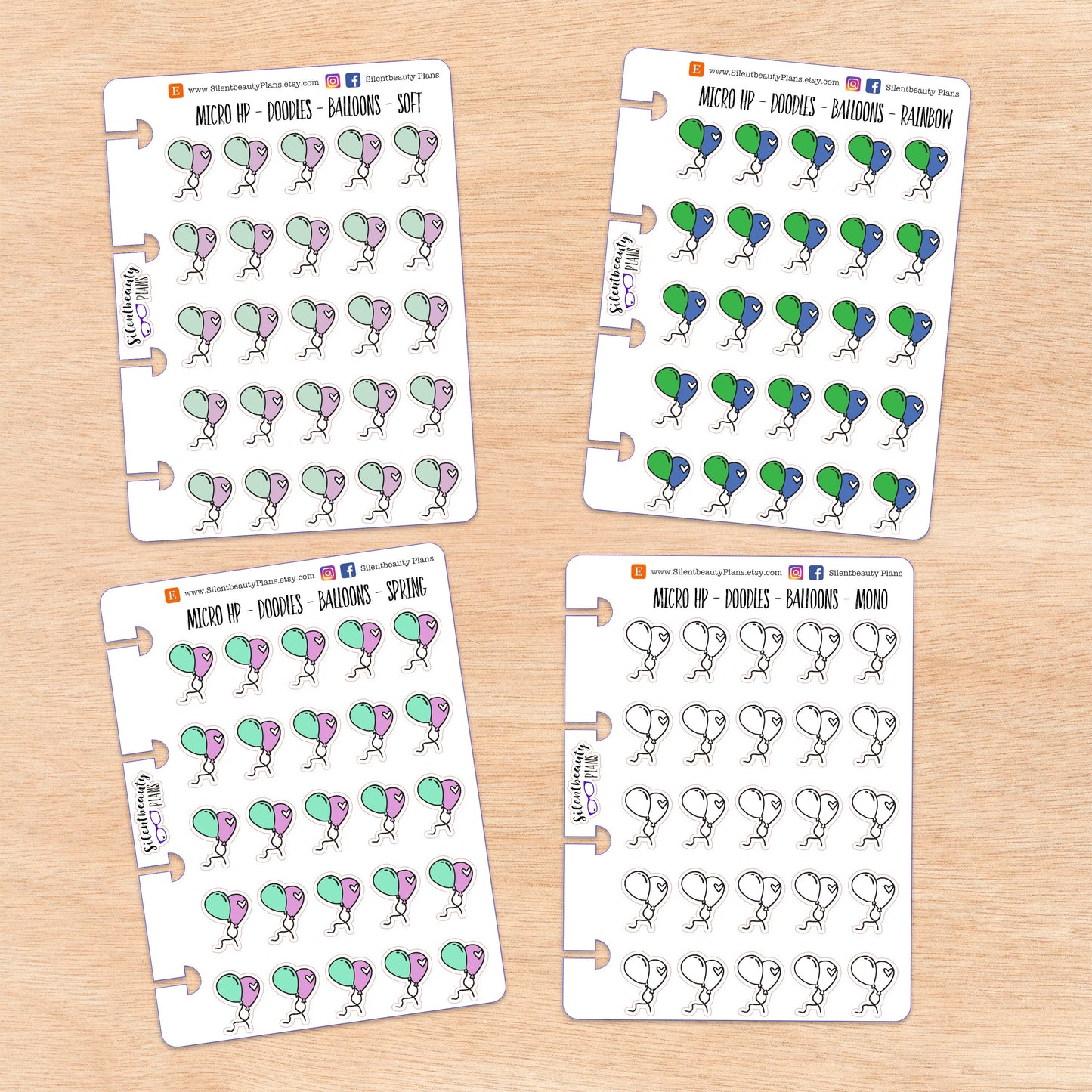 Doodle Balloons | 4 Colour Options | Micro Disc