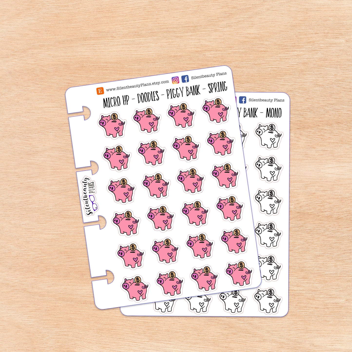 Doodle Piggy Bank | 4 Colour Options | Micro Disc