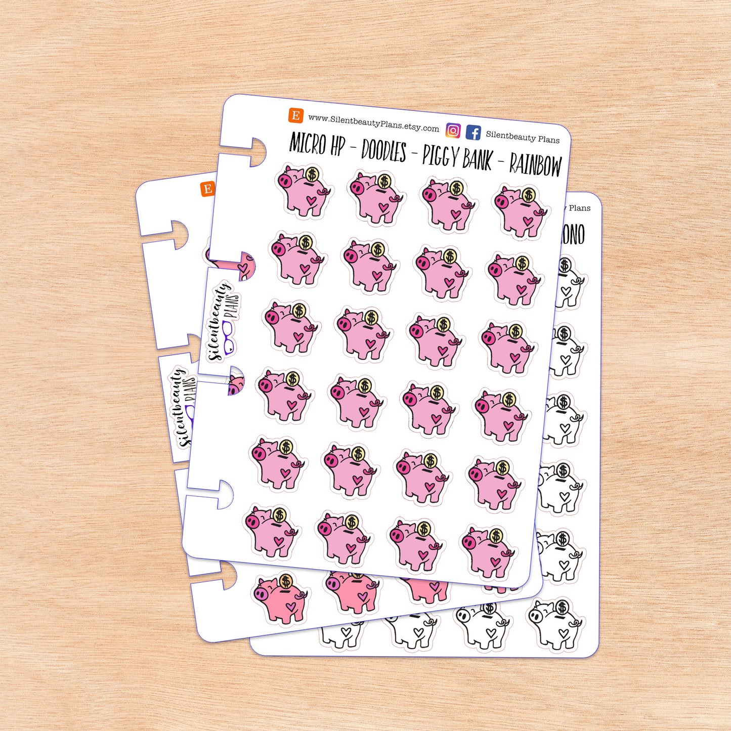 Doodle Piggy Bank | 4 Colour Options | Micro Disc