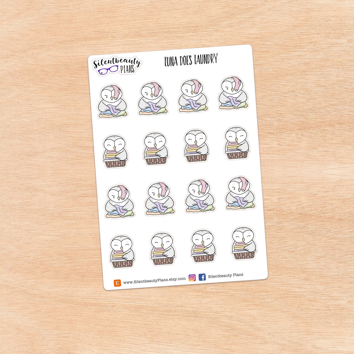 Luna does Laundry - Cute Owl Stickers