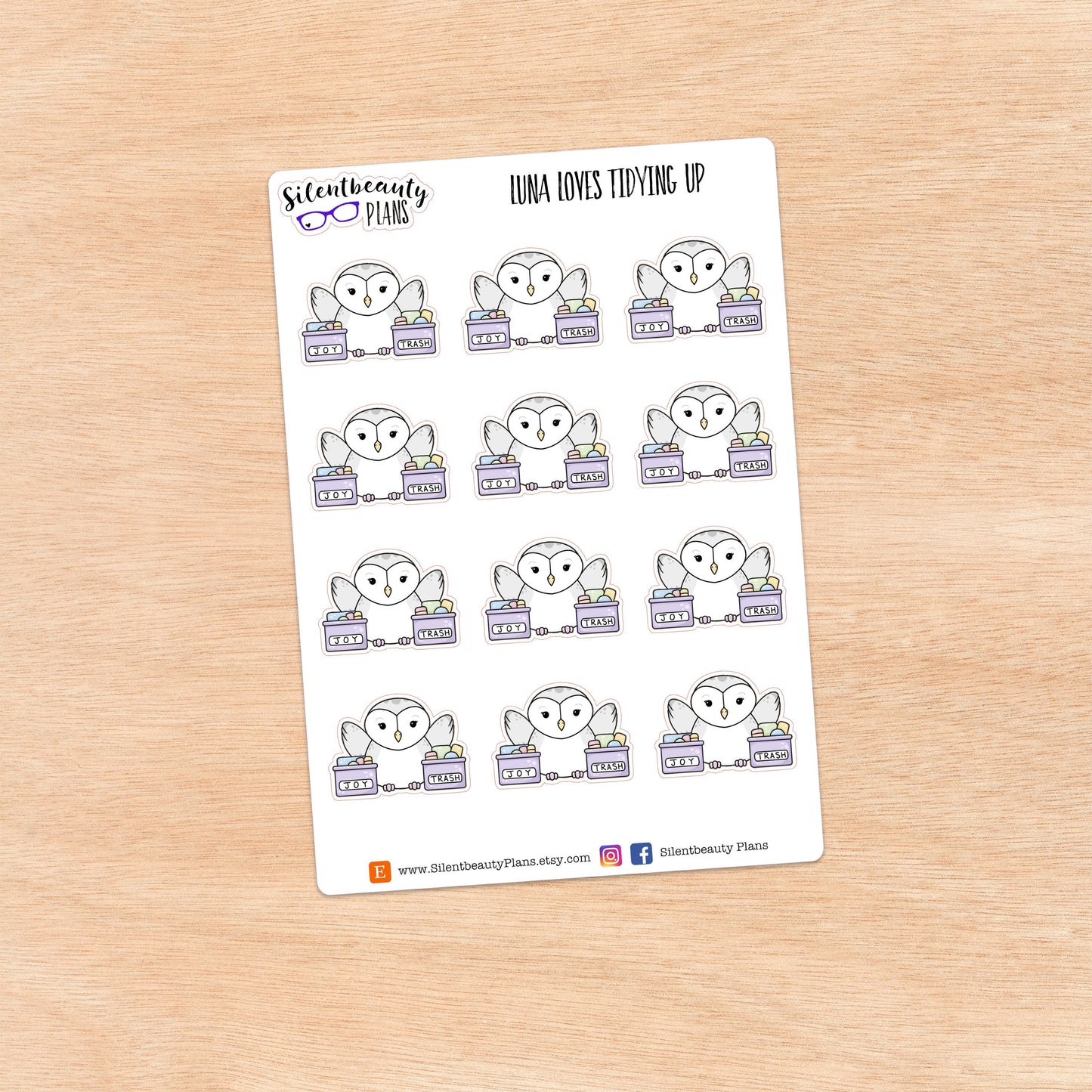 Luna loves Tidying Up - Cute Owl Stickers