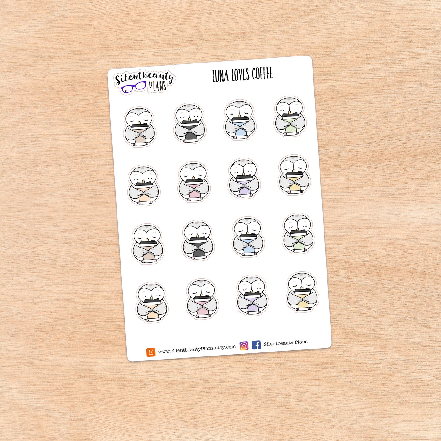 Luna loves Coffee - Cute Owl Stickers