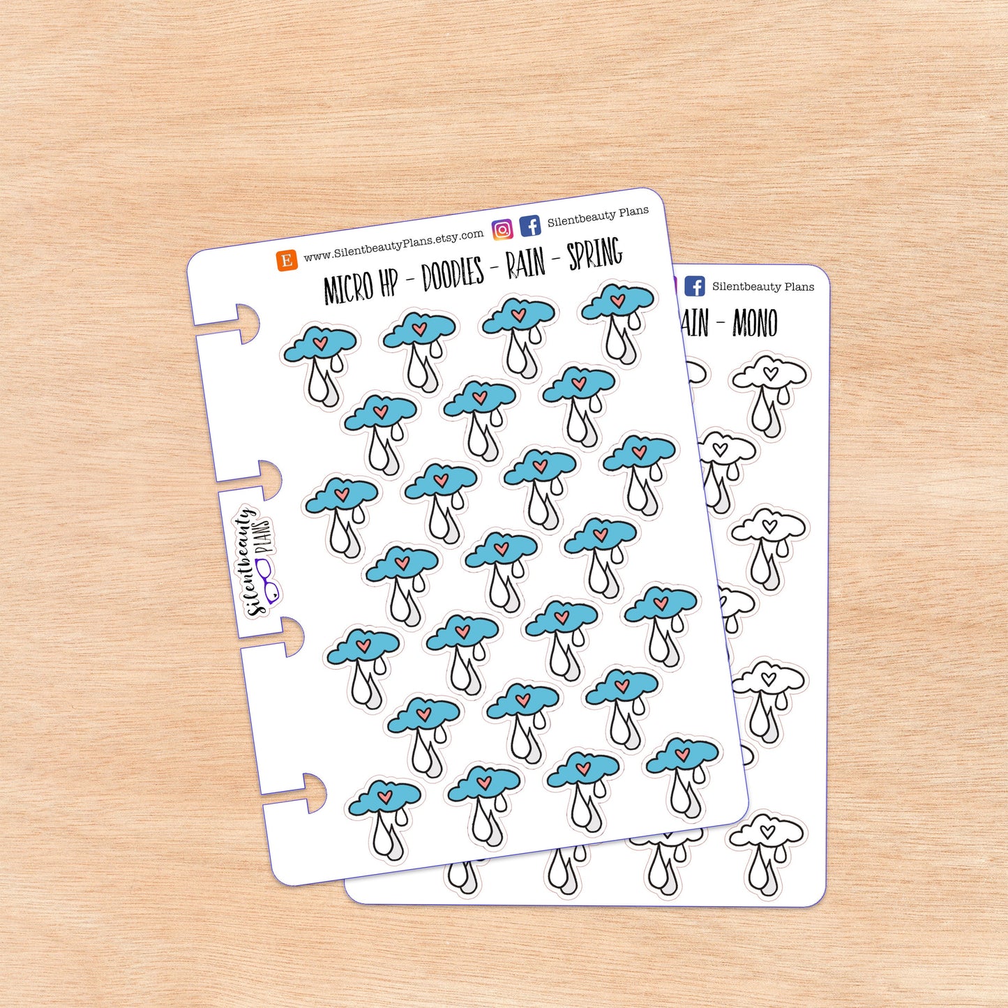 Doodle Rain - Weather | 4 Colour Options | Micro Disc