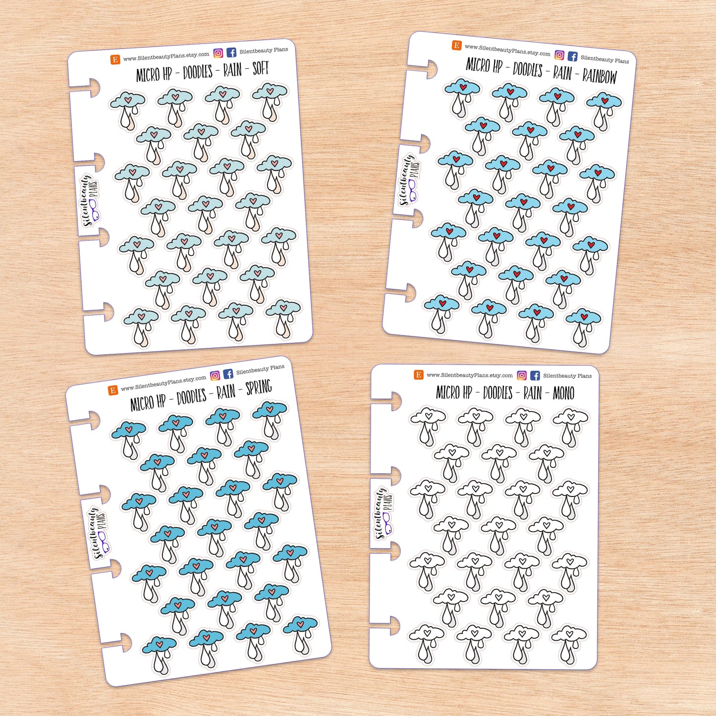 Doodle Rain - Weather | 4 Colour Options | Micro Disc