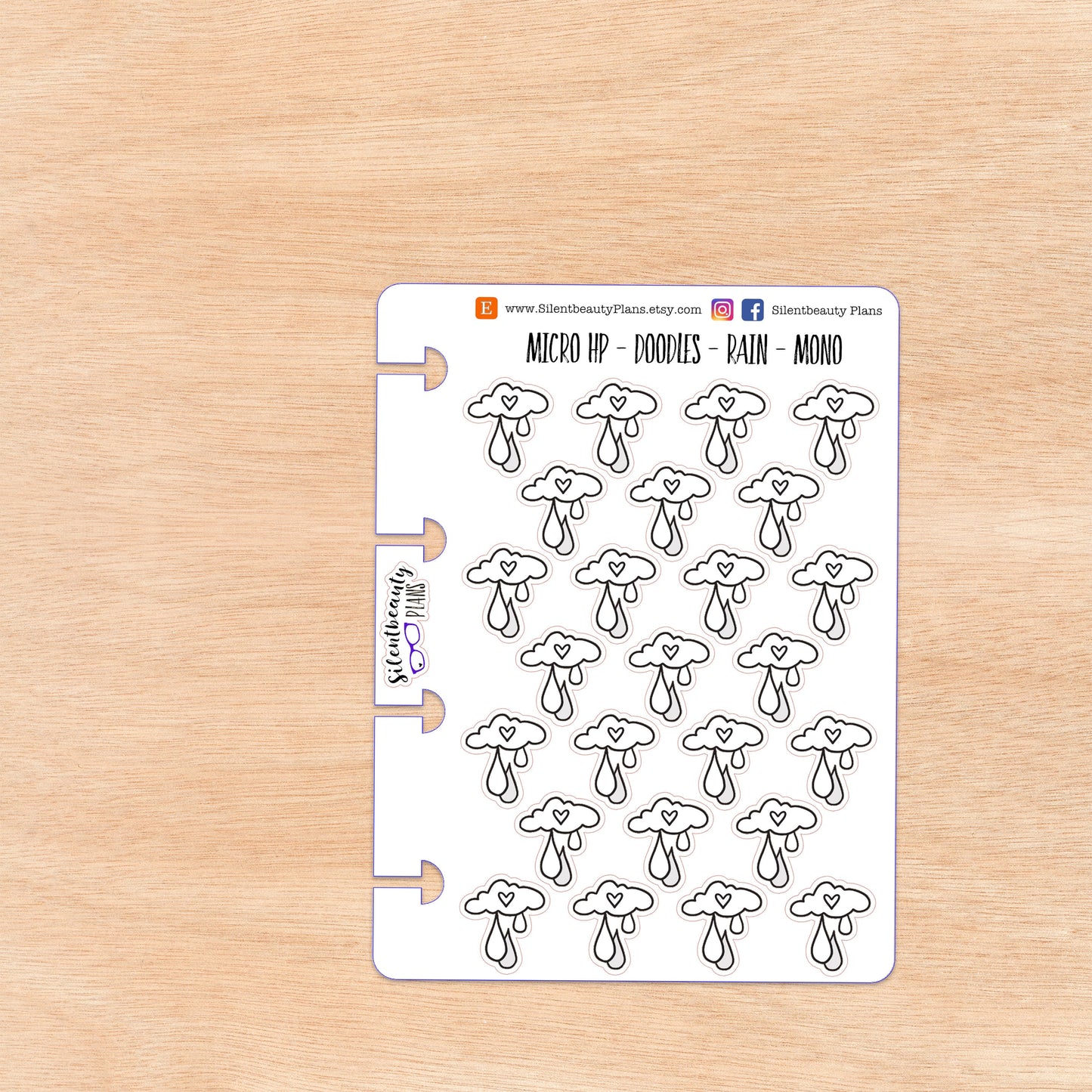 Doodle Rain - Weather | 4 Colour Options | Micro Disc