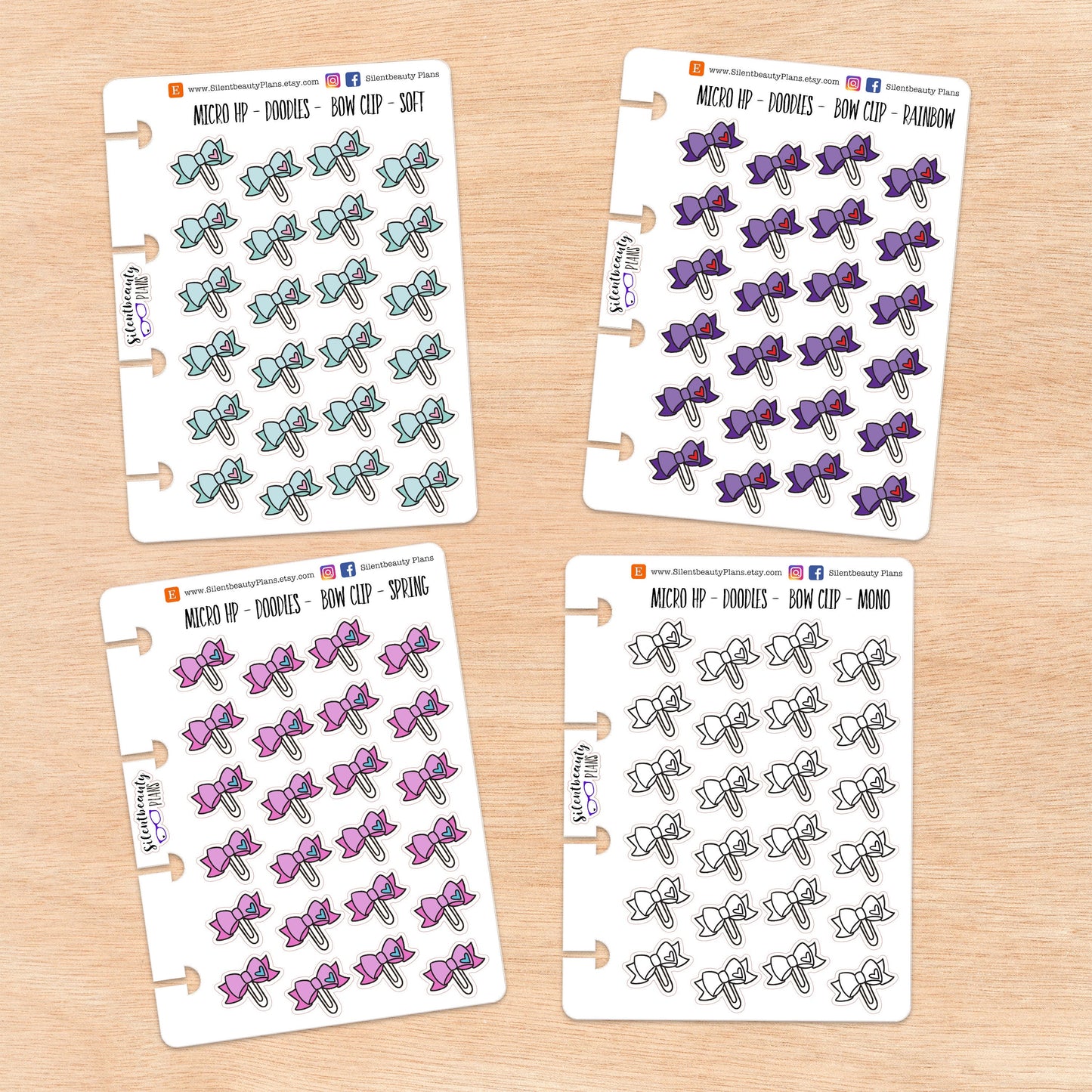 Doodle Bow Clip | 4 Colour Options | Micro Disc