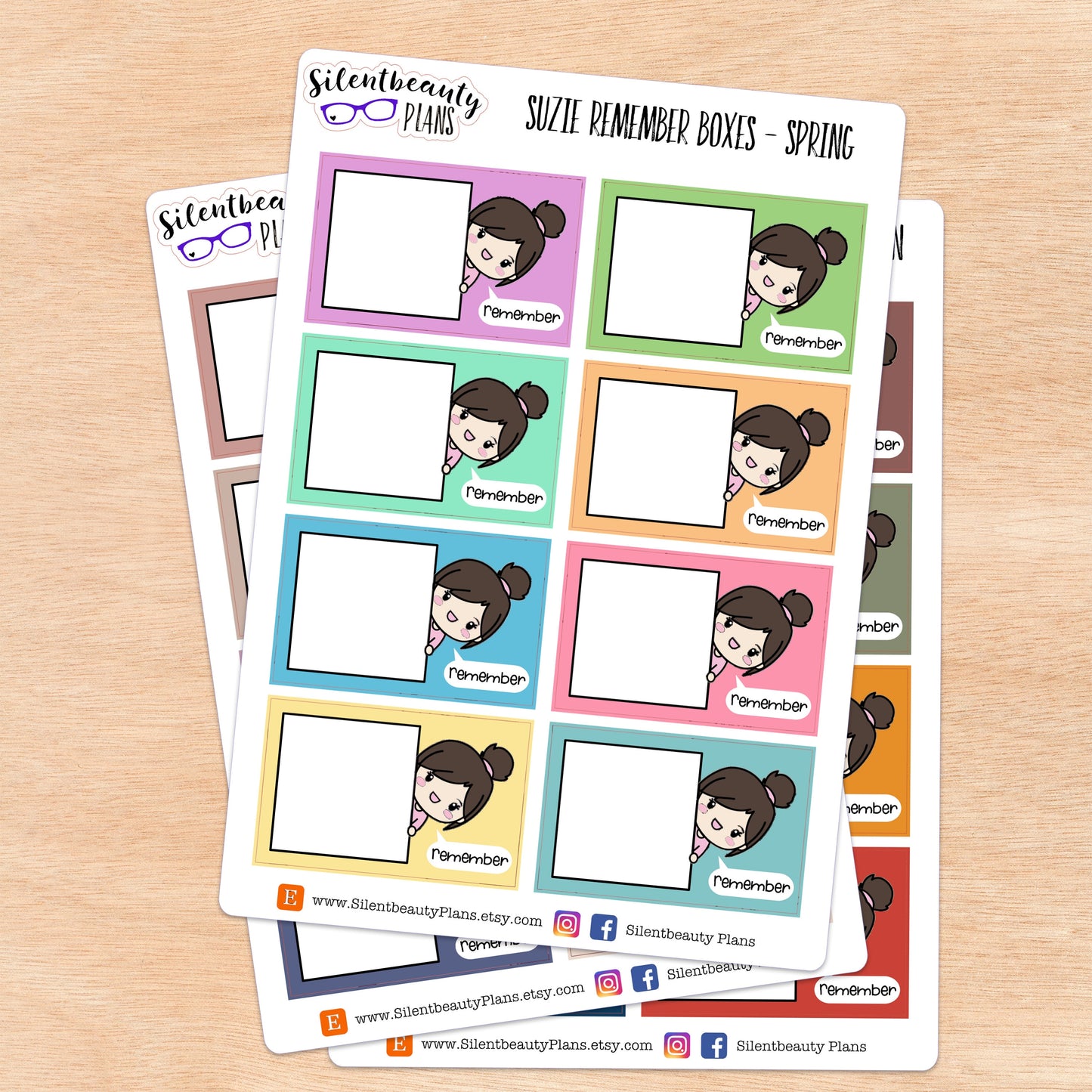 Suzie Remembers Half Box Stickers | 4 Colour Options - Cute Girl Stickers
