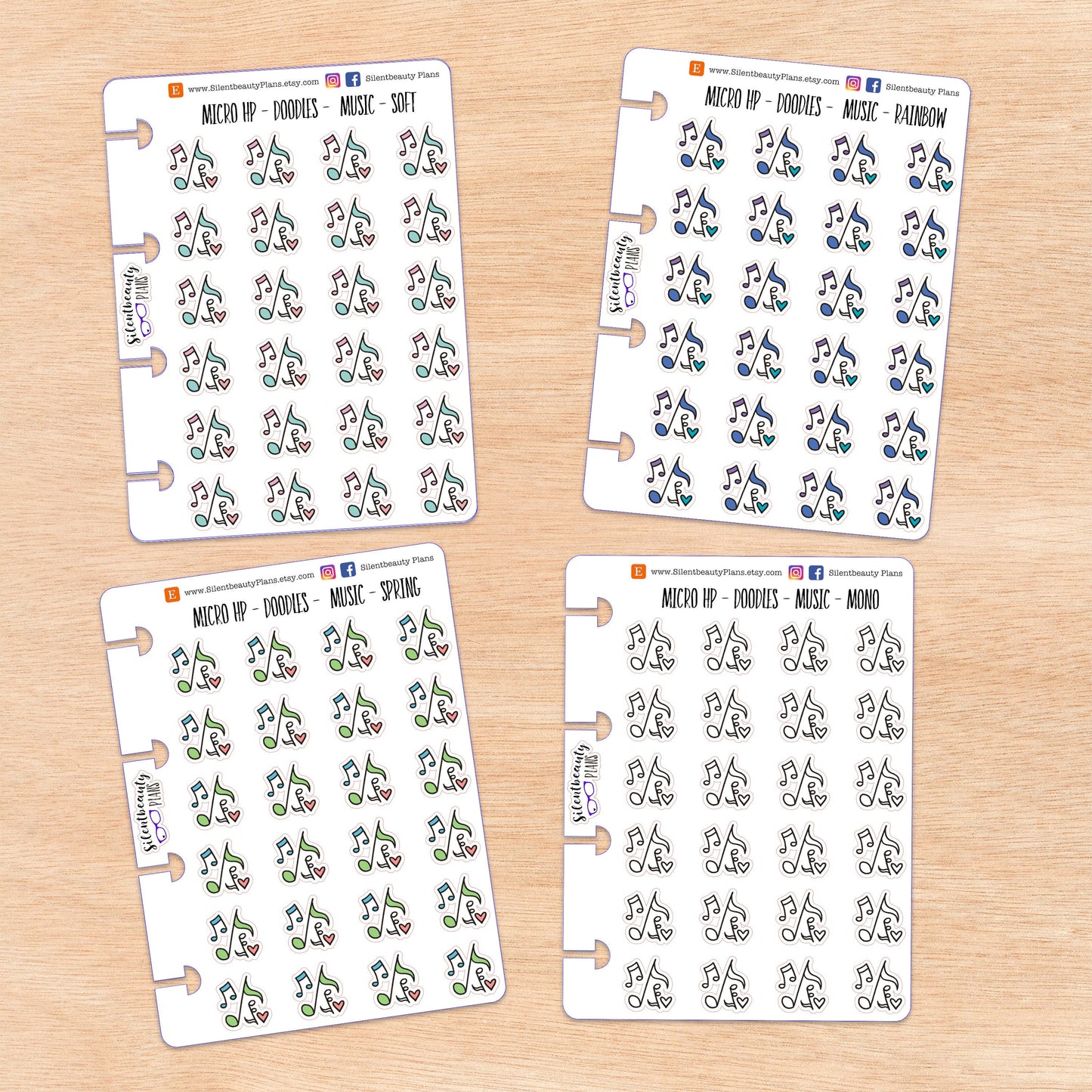 Doodle Music Notes | 4 Colour Options | Micro Disc