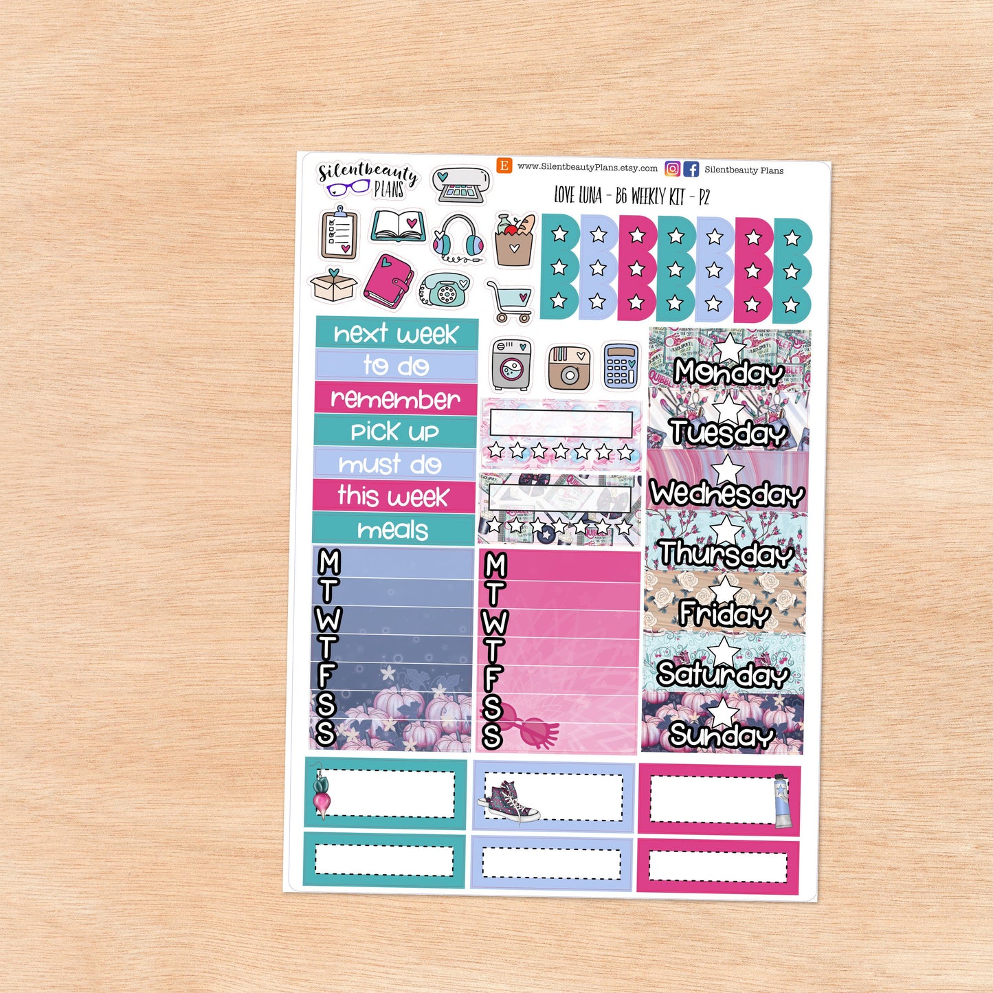 Love Luna B6 Kit - Vertical Planner Stickers | UK