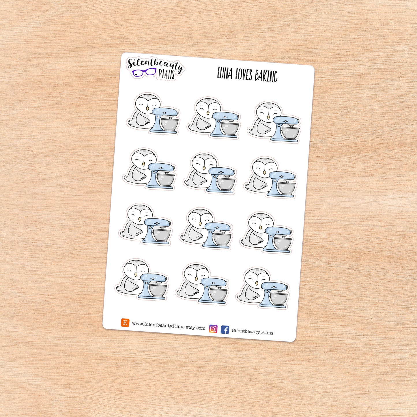 Luna loves Baking - Cute Owl Stickers