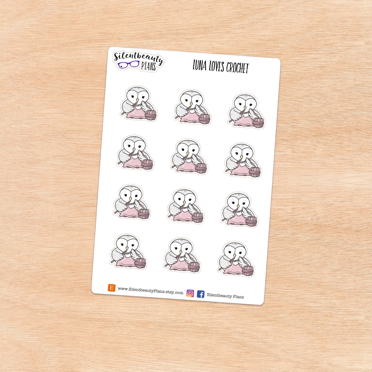 Luna loves Crochet - Cute Owl Stickers