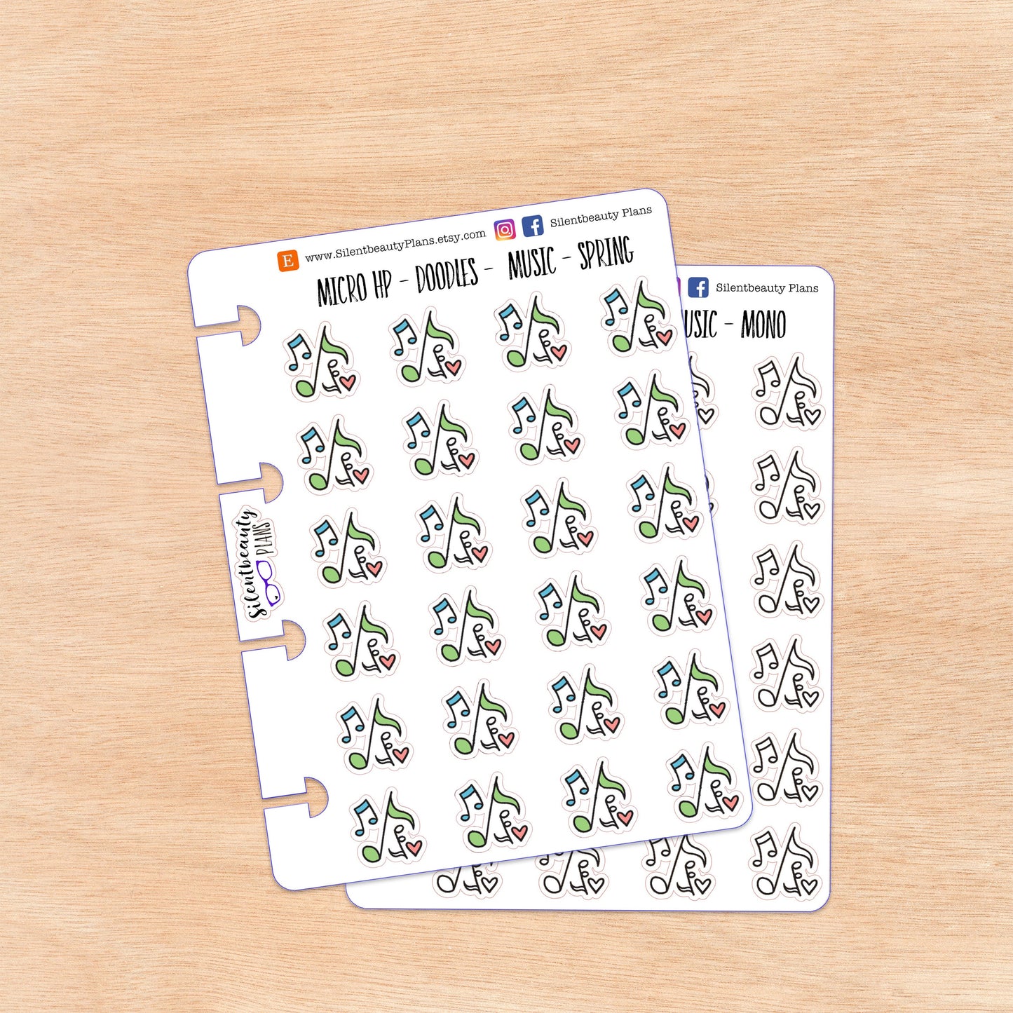 Doodle Music Notes | 4 Colour Options | Micro Disc