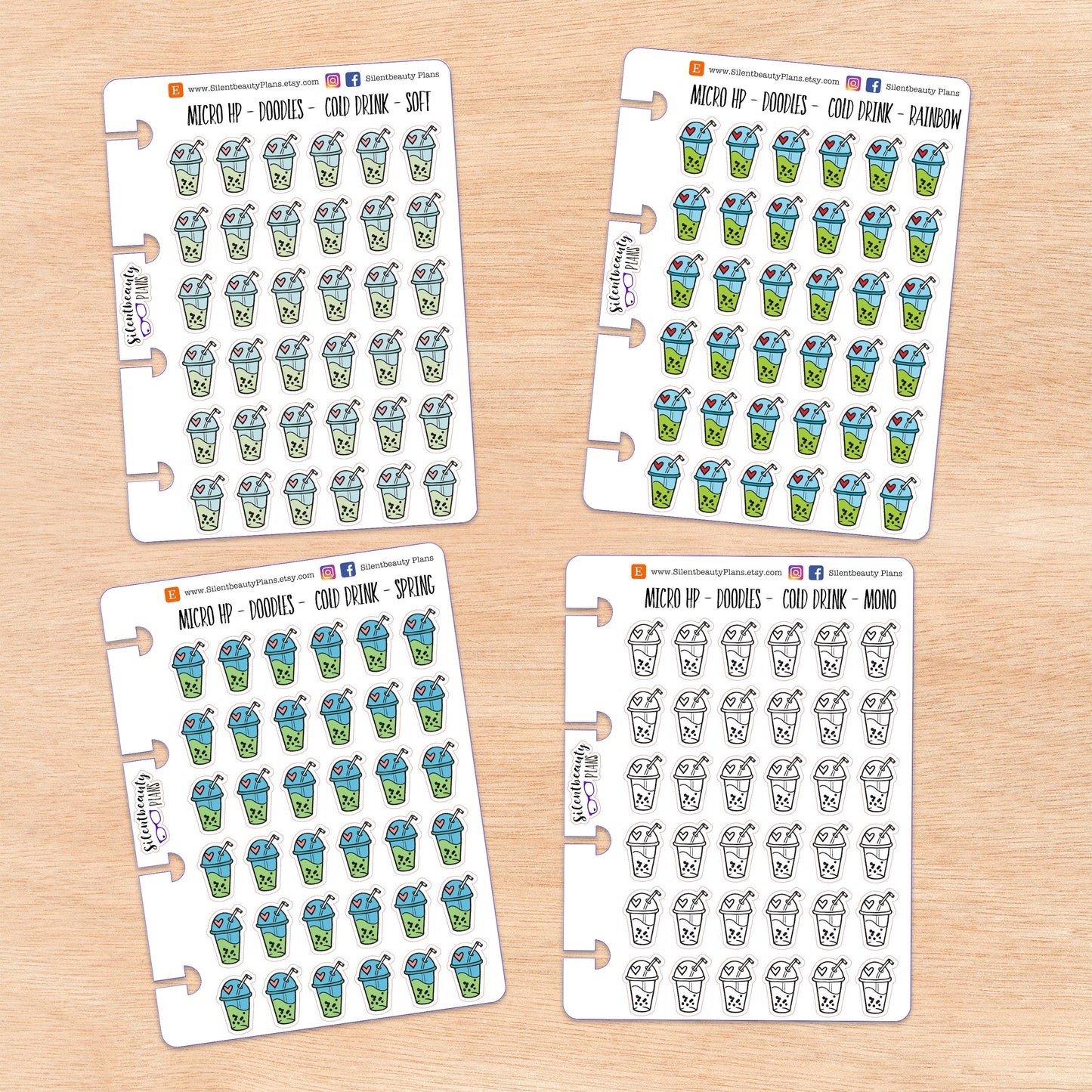 Doodle Cold Drink - Boba | 4 Colour Options | Micro Disc