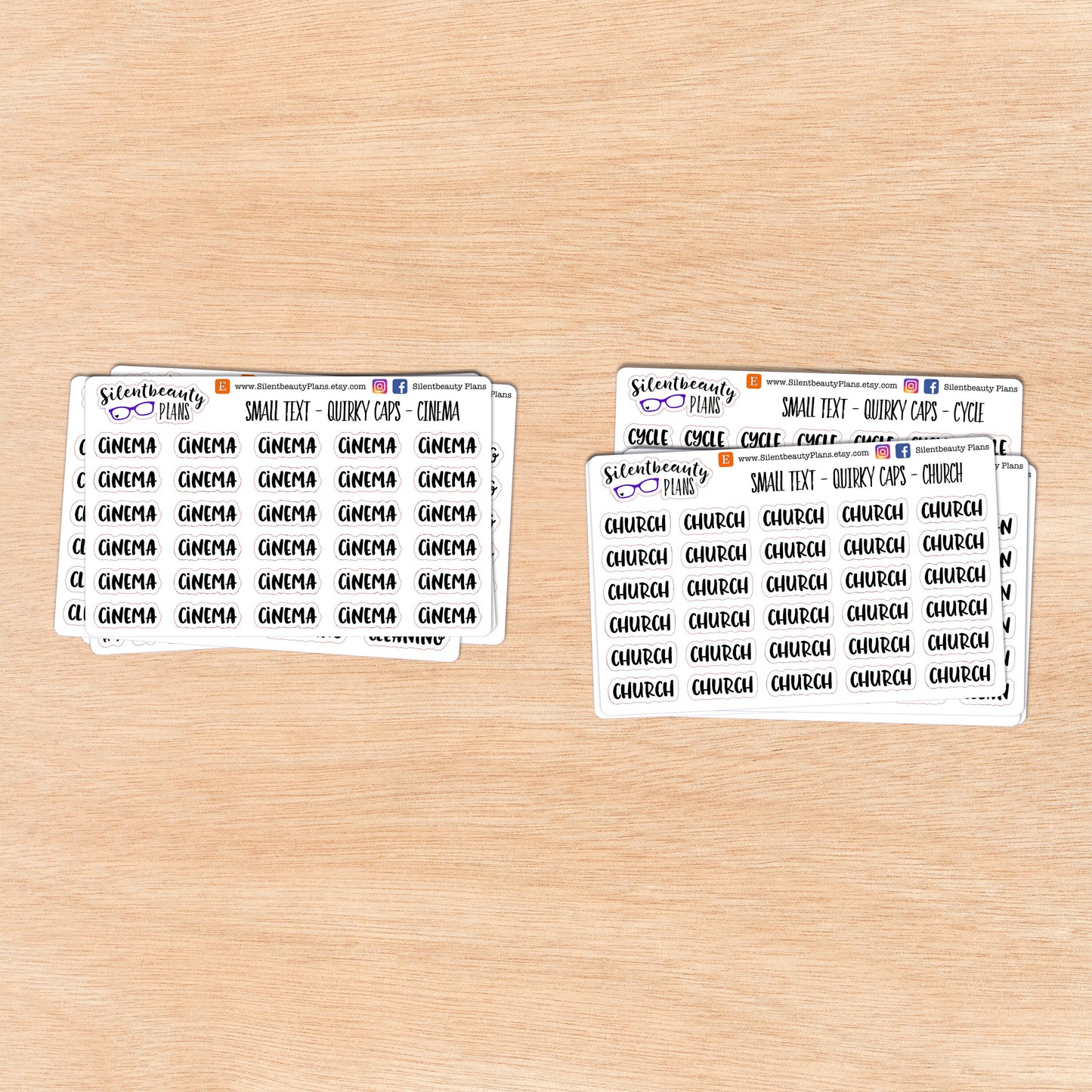 Tiny Text - C - Words & Phrases - Quirky Caps - Script Stickers