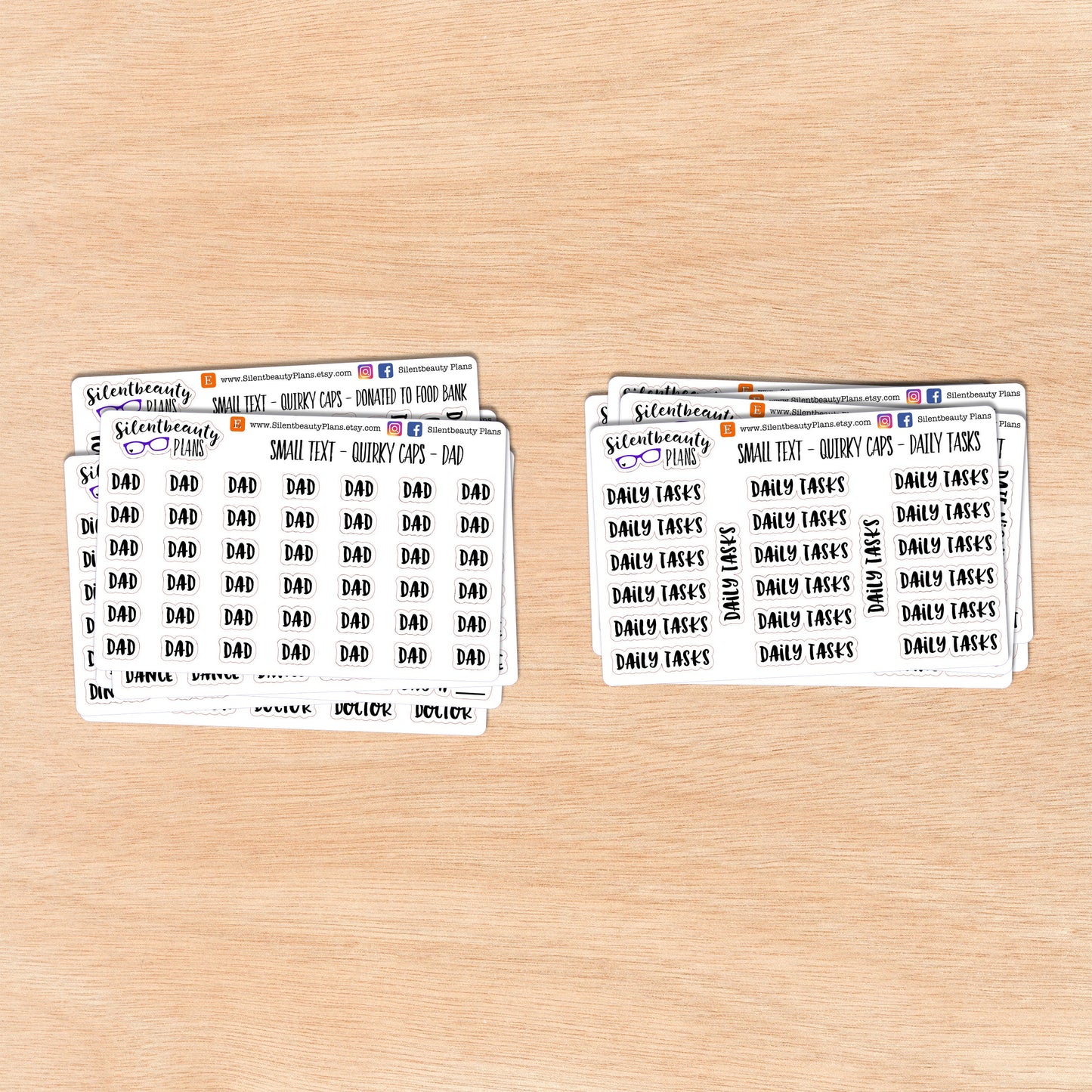 Tiny Text - D - Words & Phrases - Quirky Caps - Script Stickers