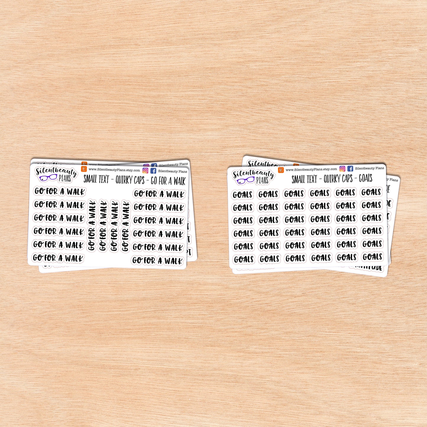 Tiny Text - G - Words & Phrases - Quirky Caps - Script Stickers