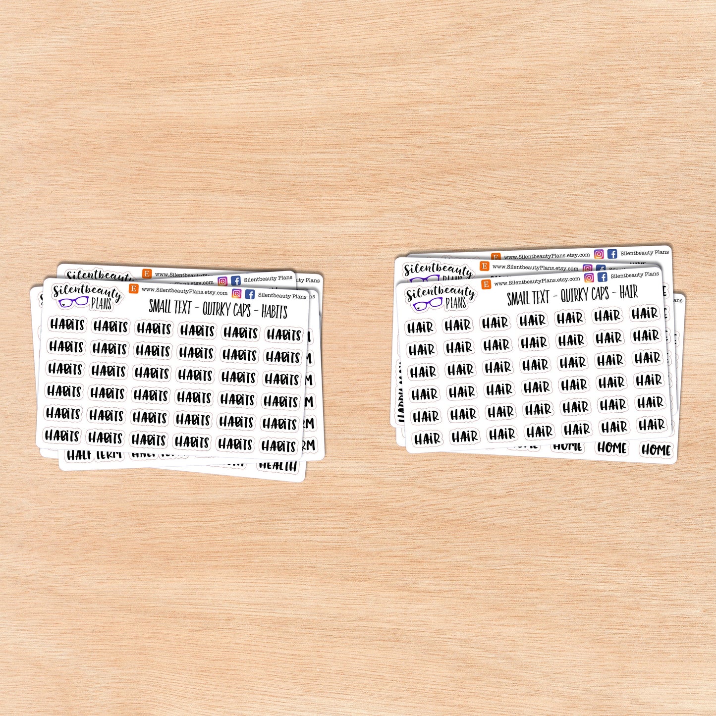 Tiny Text - H - Words & Phrases - Quirky Caps - Script Stickers