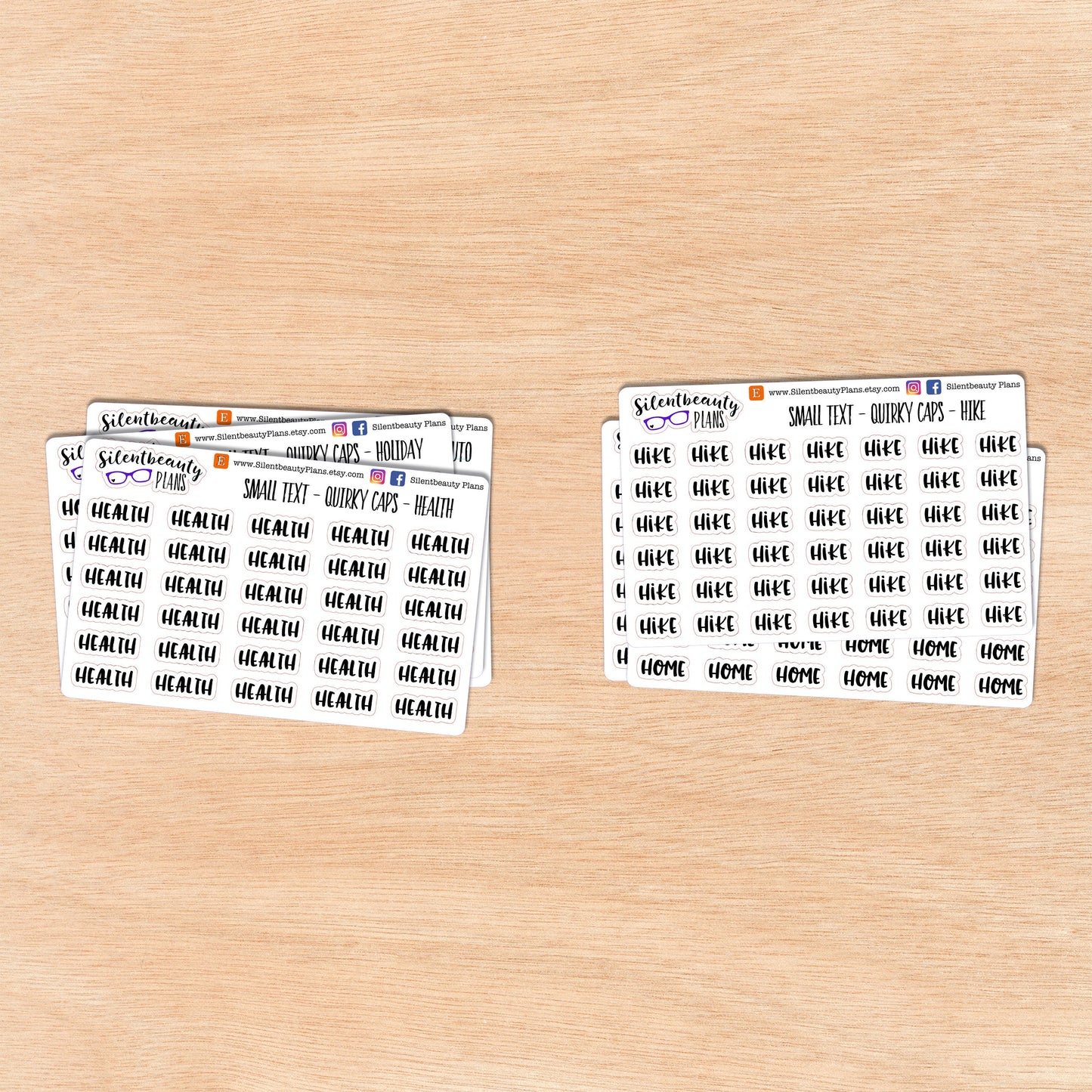 Tiny Text - H - Words & Phrases - Quirky Caps - Script Stickers