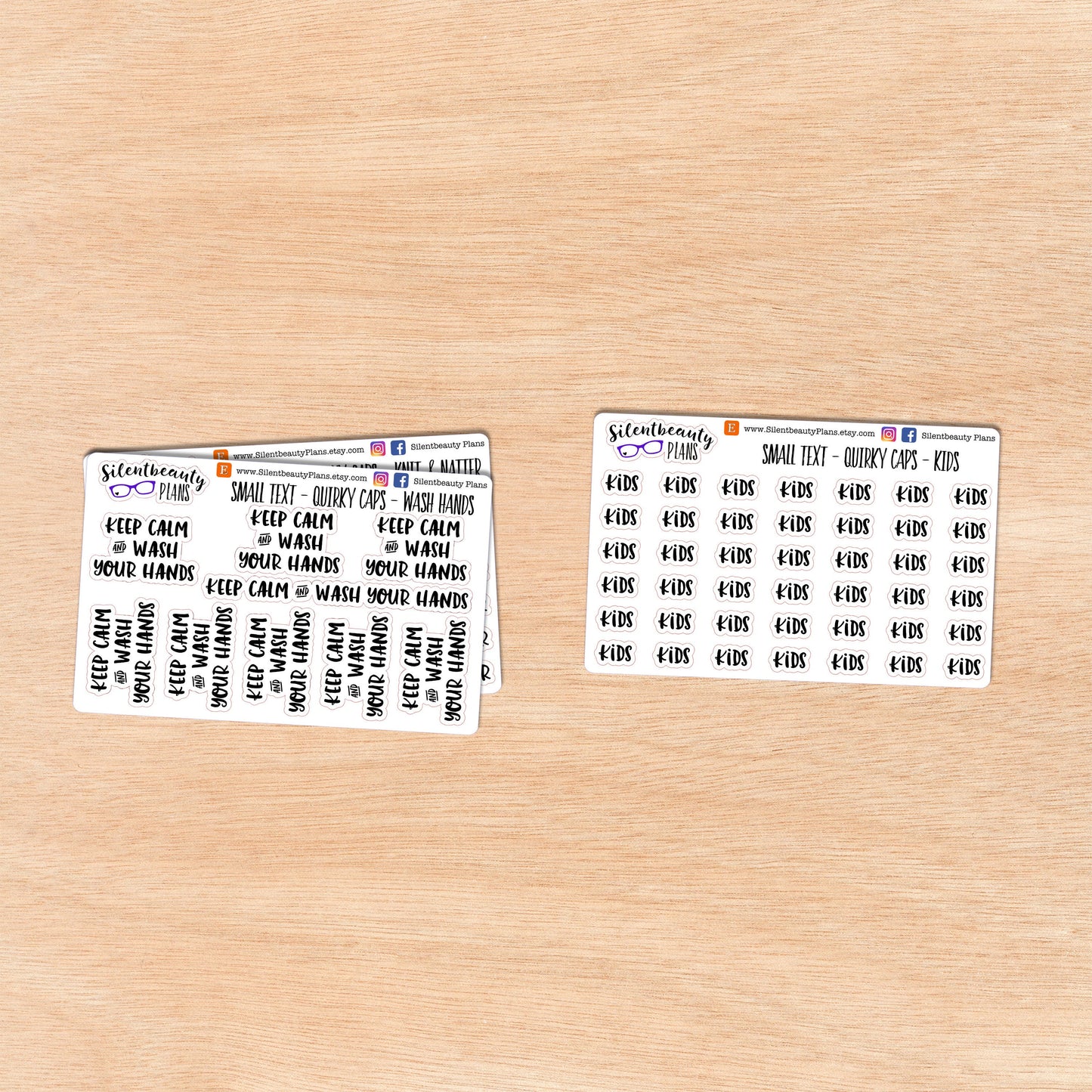 Tiny Text - I - J - K - Words & Phrases - Quirky Caps - Script Stickers