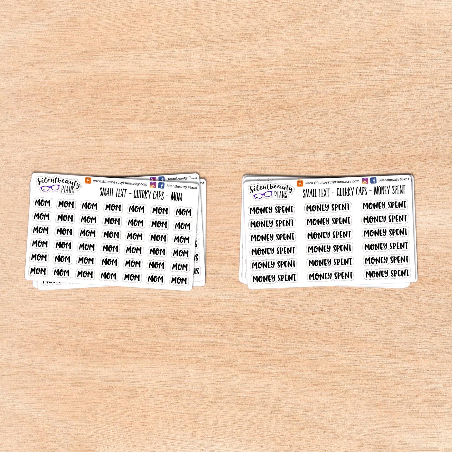 Tiny Text - M - Words & Phrases - Quirky Caps - Script Stickers