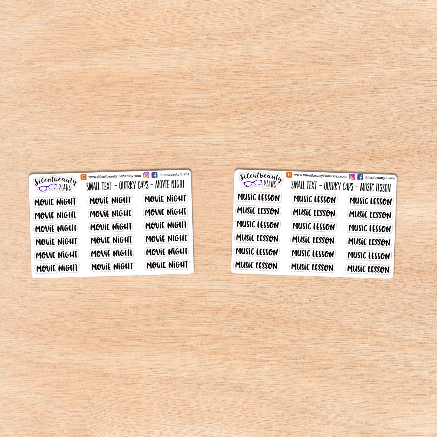 Tiny Text - M - Words & Phrases - Quirky Caps - Script Stickers