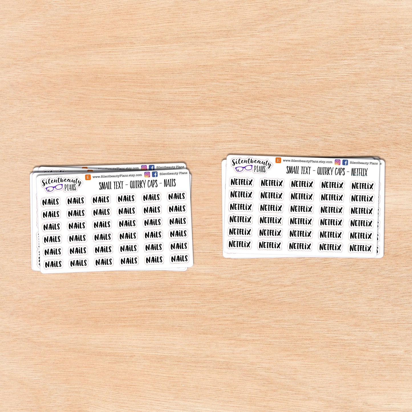 Tiny Text - N - O - Words & Phrases - Quirky Caps - Script Stickers