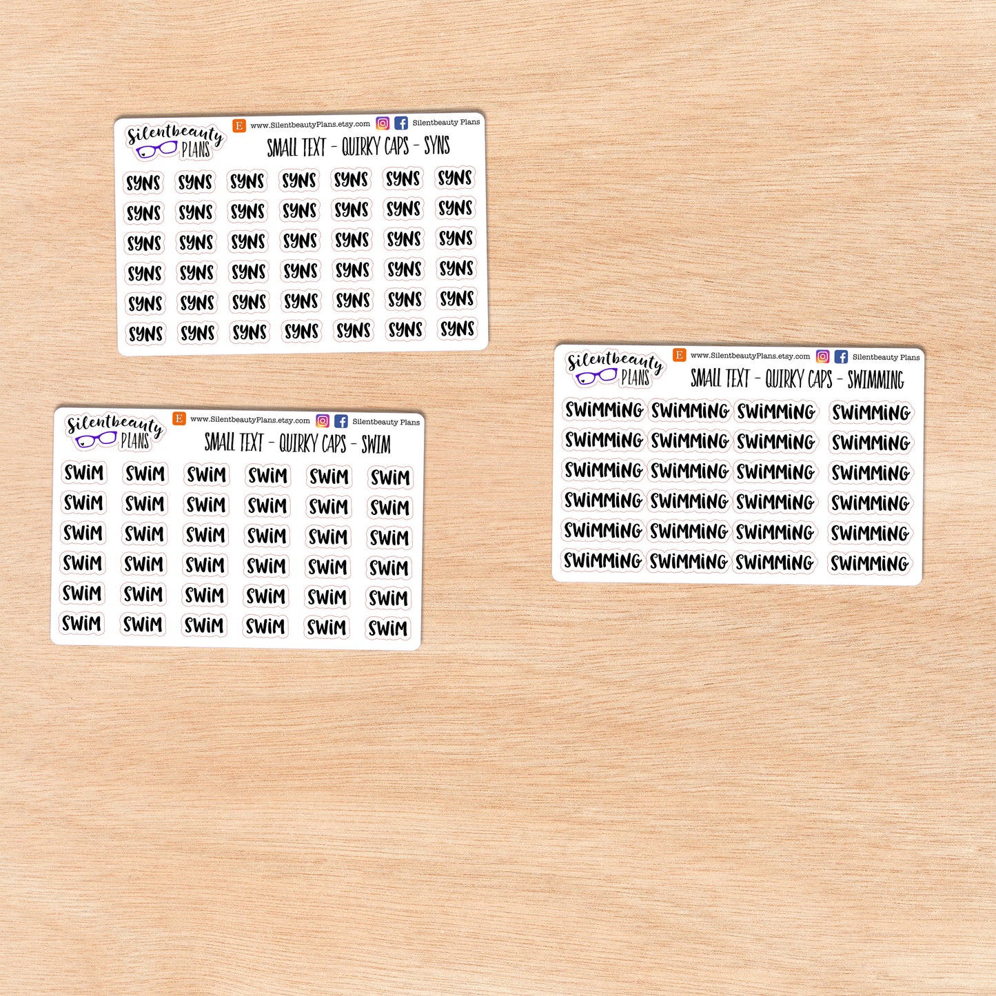 Tiny Text - R - S - Words & Phrases - Quirky Caps - Script Stickers