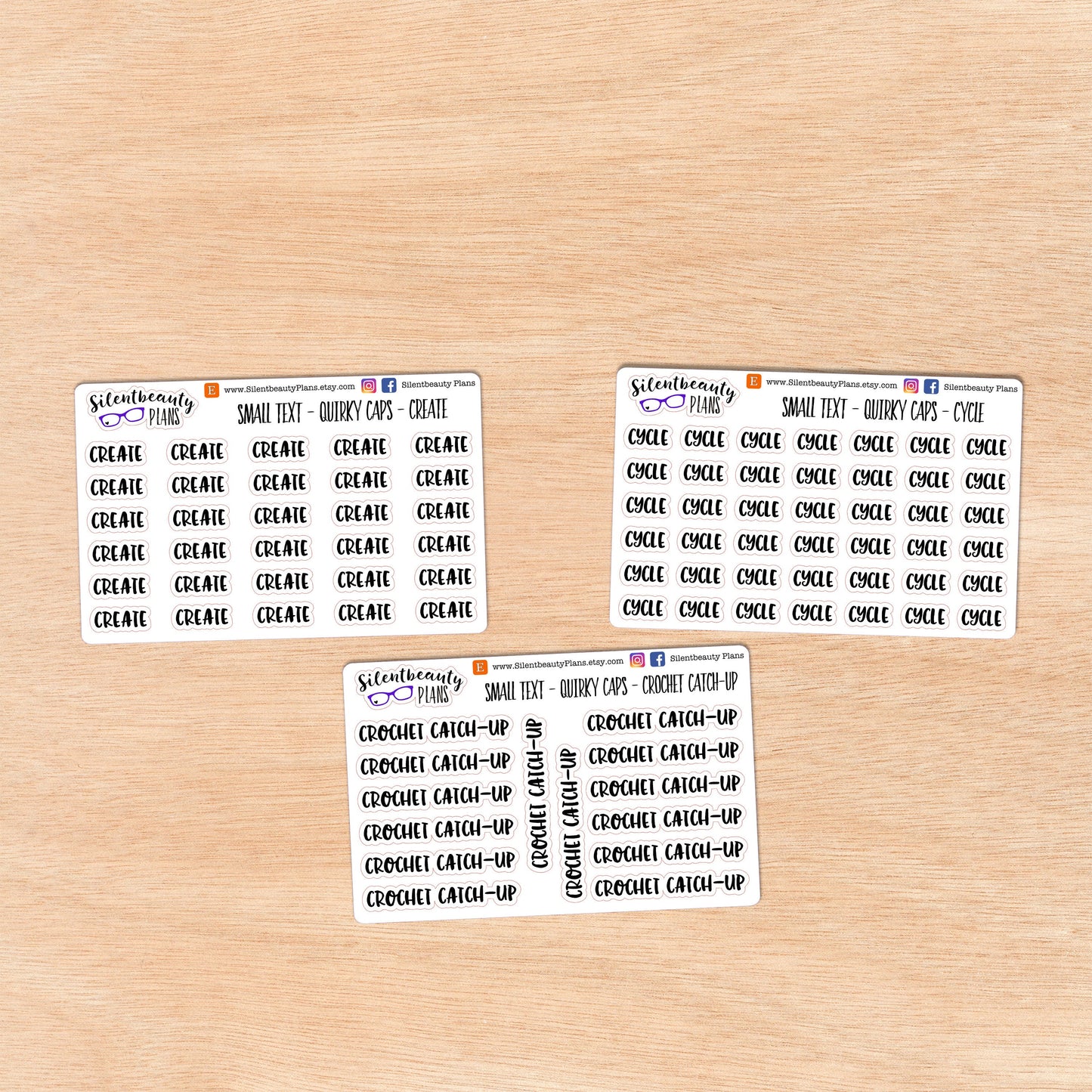 Tiny Text - C - Words & Phrases - Quirky Caps - Script Stickers