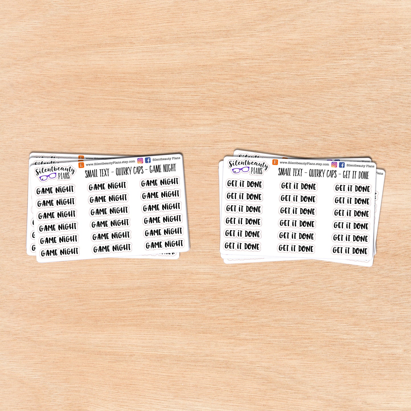 Tiny Text - G - Words & Phrases - Quirky Caps - Script Stickers